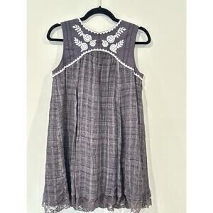 FREE PEOPLE BABYDOLL Pucker Mini Dress Embroidered Size Xs Fields Lace 2045